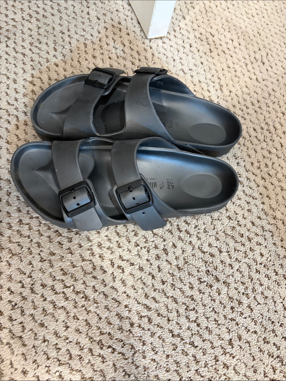 Birkenstock Dark Gray Two-Strap Slide Sandals with Buckles 42 Regular/wide